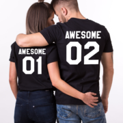 Awesome 01 Awesome 02, Matching Couples Shirts