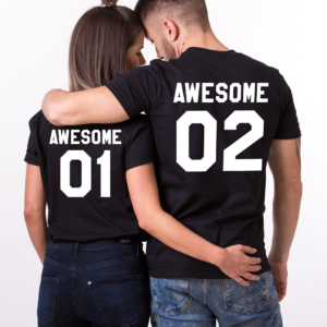 Awesome 01 Awesome 02, Matching Couples Shirts