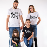 king queen family I am Her King, I am His Queen, I am Their Prince, I am Their Princess, Matching King Queen Family Shirts