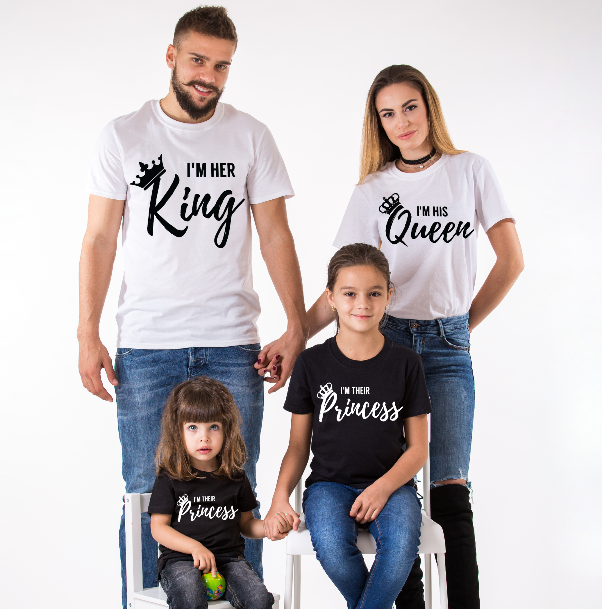 I am Her King, I am His Queen, I am Their Prince, I am Their Princess,  Matching Family Shirts