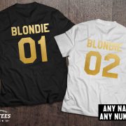 Blondie 01 Blondie 02, Blondie shirts, Bff shirts, Set of two matching shirts for best friends, UNISEX 3