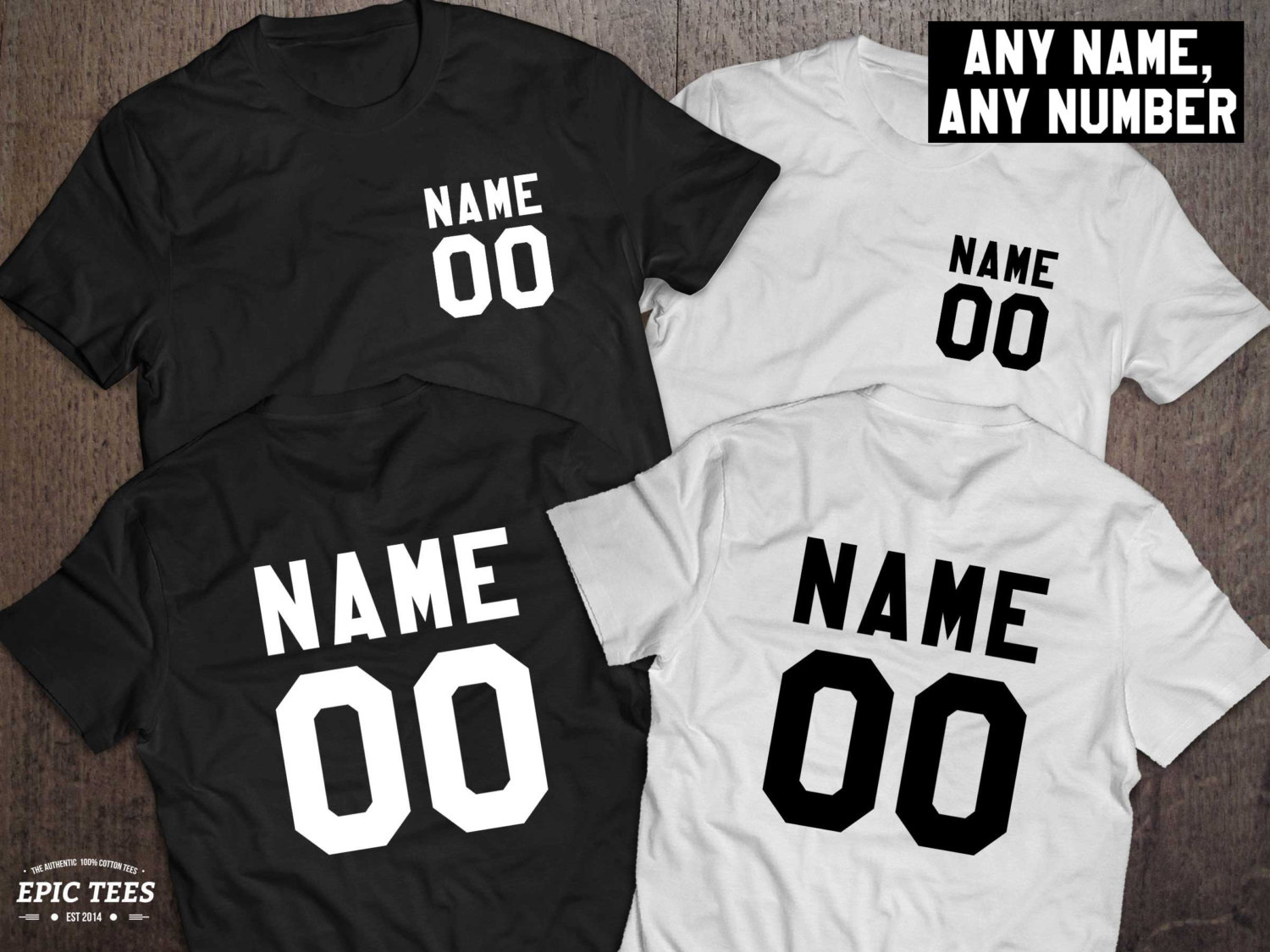 Name and Number Matching Couples Shirts 