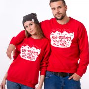 The Mountains are Calling and I Must Go Sweatshirts, Red/White