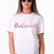 Bridesmaid Shirt, White/Pink