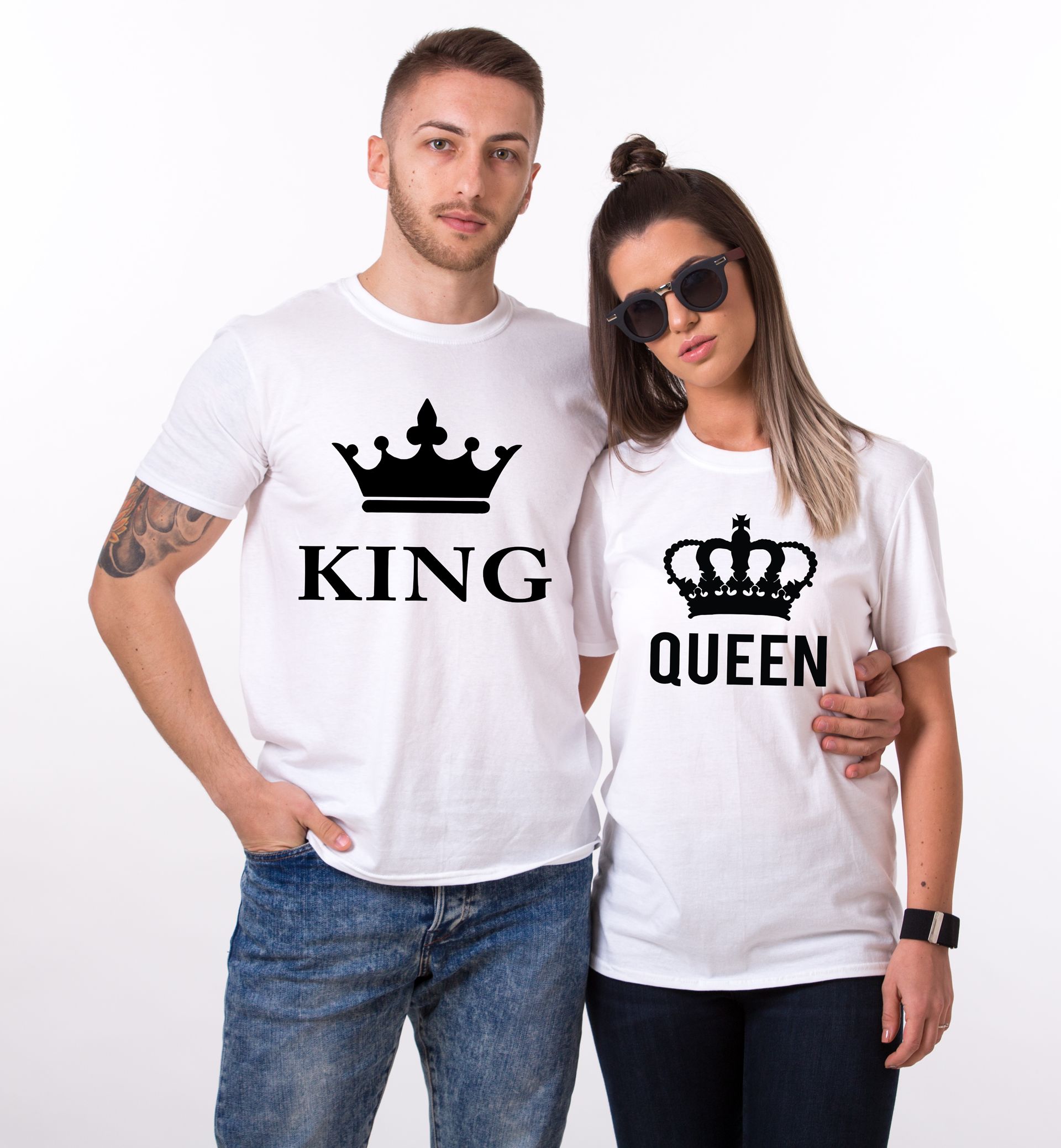 King Queen Big Crowns Matching Couples Shirts