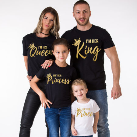 I am Her King, I am His Queen, I am Their Prince, I am Their Princess, Matching King Queen Prince Princess Family Shirts