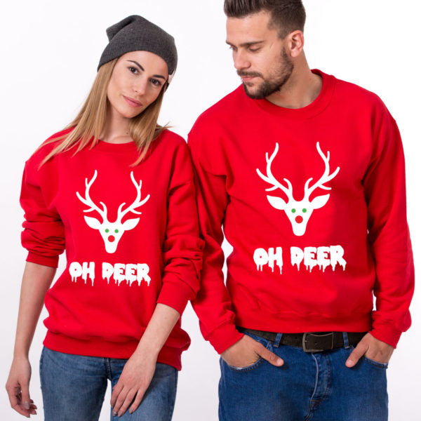 Oh deer, Oh deer Christmas sweatshirt, Oh deer sweatshirt, Matching couple Christmas sweatshirts, Christmas sweatshirt,  UNISEX 1