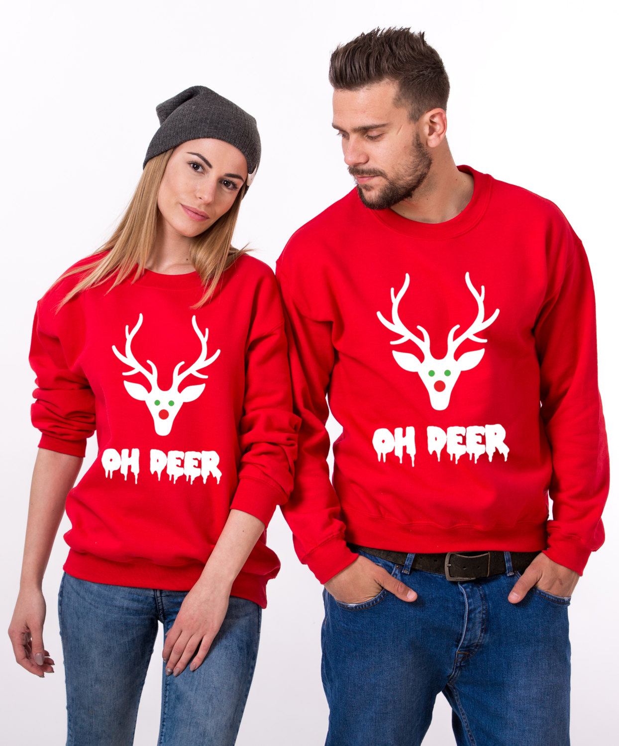 Oh Deer Matching Couples Christmas Sweatshirts Awesome Matching