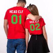 Head Elf Vice Elf matching shirts, Print on the BACK, matching couples Christmas shirts, matching couples Christmas outfits, UNISEX