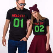 Head Elf Vice Elf matching shirts, matching couples Christmas shirts, matching couples Christmas outfits, 100% cotton Tee, UNISEX