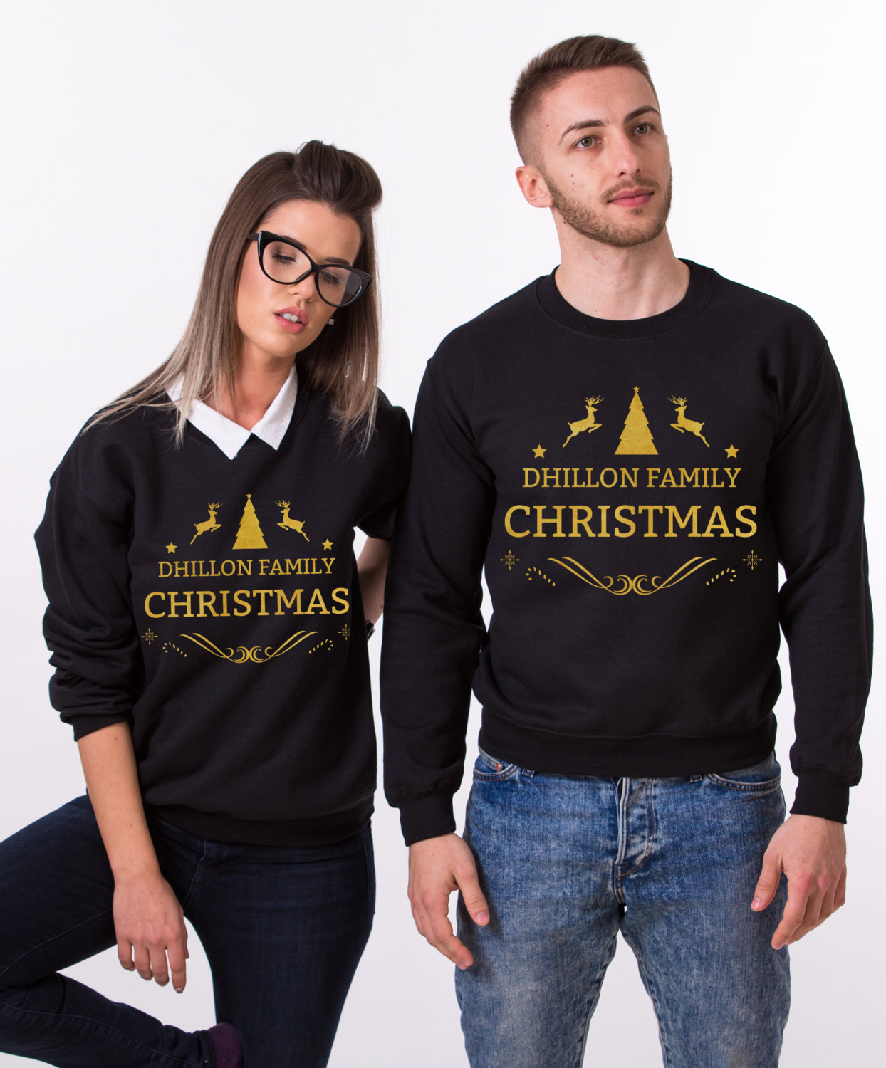 CUSTOM Name Matching Family Christmas Sweatshirts - Awesome Matching Shirts  for Couples, Families and Friends by Epic Tees