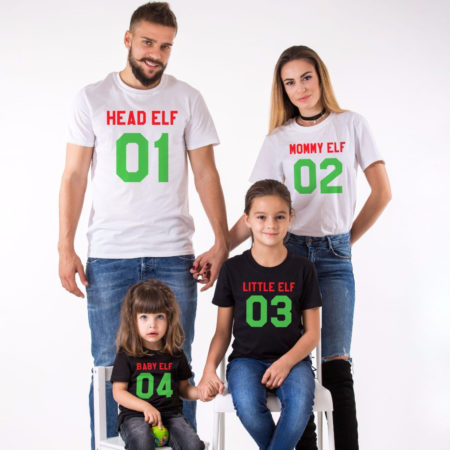 Head Elf Mommy Elf Little Elf family shirts, matching family Christmas shirts, matching Christmas outfits, 100% cotton Tee, UNISEX