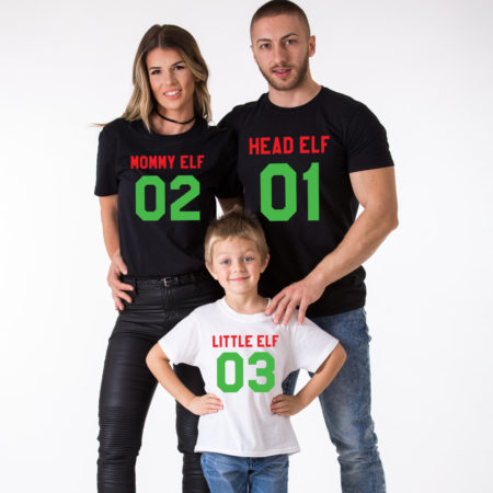 Head Elf Mommy Elf Little Elf family shirts, matching family Christmas shirts, matching Christmas outfits, 100% cotton Tee, UNISEX