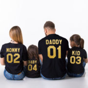 Mommy, Daddy, Baby, Kid, Black/Gold
