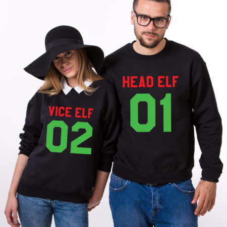 Head Elf Vice Elf sweatshirts, Matching couple Christmas sweatshirts, Christmas sweatshirt,  UNISEX