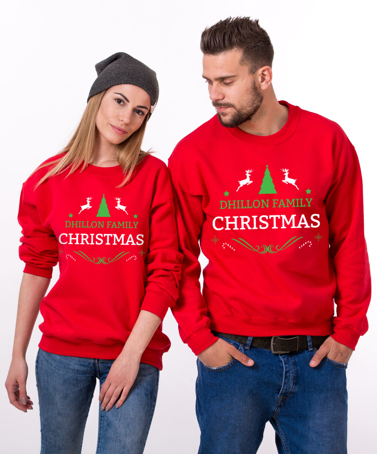 CUSTOM Name Matching Family Christmas Sweatshirts - Awesome Matching Shirts  for Couples, Families and Friends by Epic Tees