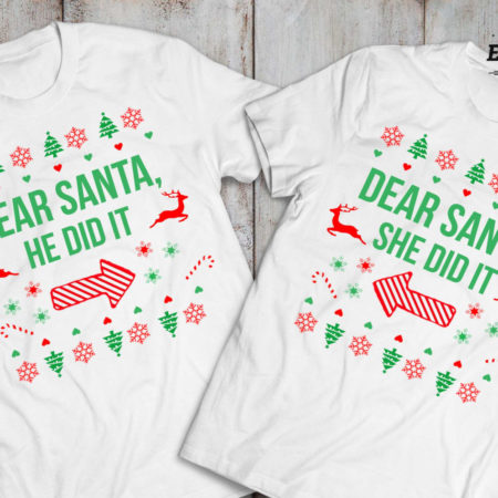 Kids Christmas shirt, Kids Christmas outfit , Sibling shirts, Dear Santa she did it, Dear Santa he did it, TWO kids shirts