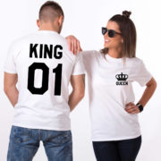 King Queen 01 Pocket Crowns, Double Sided, Matching Couples King Queen Shirts
