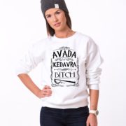 Avada Kedavra Bitch Sweatshirt, White/Black