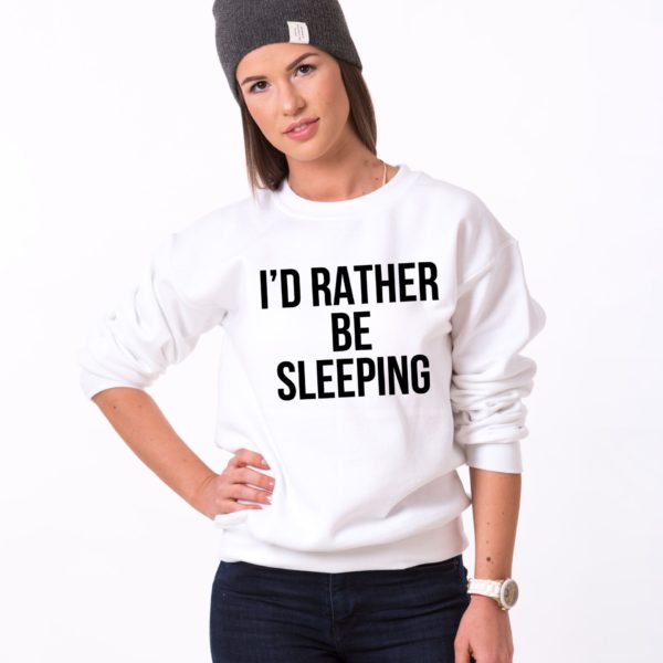 I’d Rather Be Sleeping Sweatshirt, White/Black