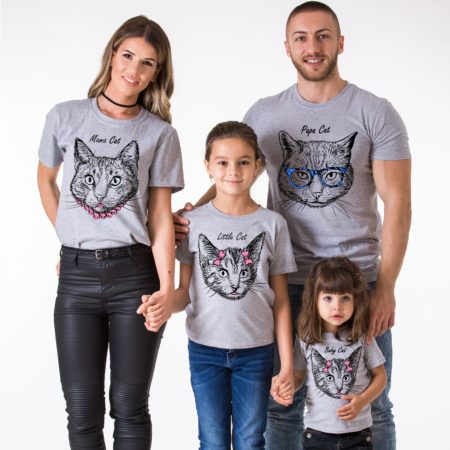 Papa Cat, Mama Cat, Little Cat, Baby Cat, Cat Shirts, Matching Family