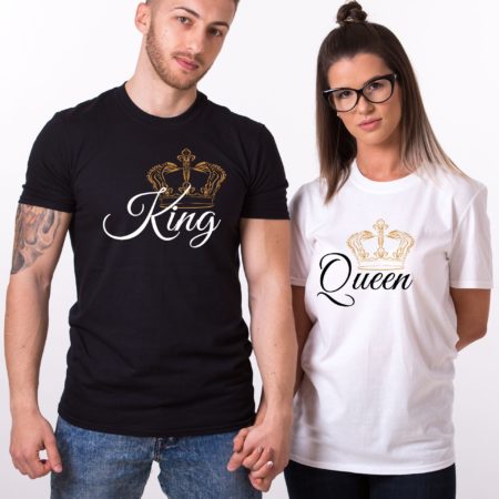King Queen Big Crowns Shirts, Matching Couples Shirts