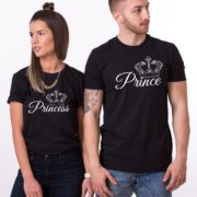 Prince Princess Set, Crowns Print, Matching Couples Shirts
