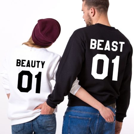 Beauty 01, Beast 01, Matching Couples Beauty Beast Sweatshirts