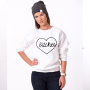 Bitches Sweatshirt, White/Black