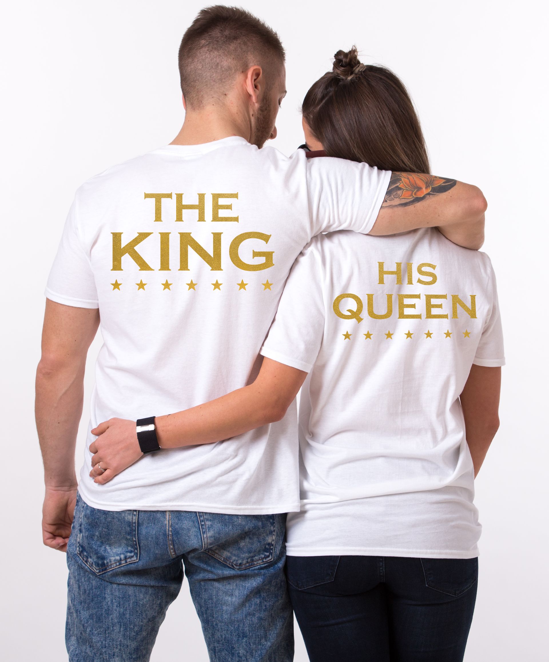 King Queen Stars Print, with stars, Matching Couples Shirts