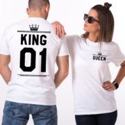 King Queen 01 Crowns, Double Sided, Matching Couples Shirts