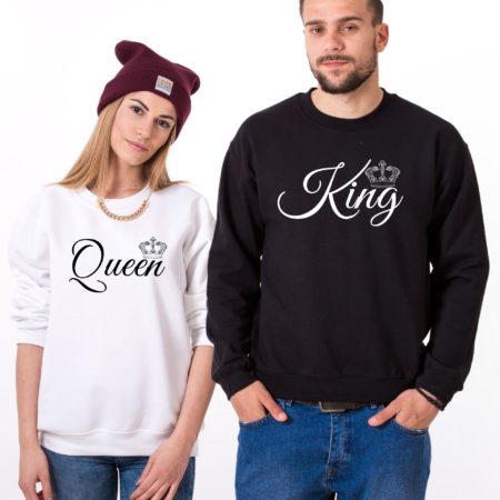 Matching Couple Sweatshirts, King, Queen, small crowns