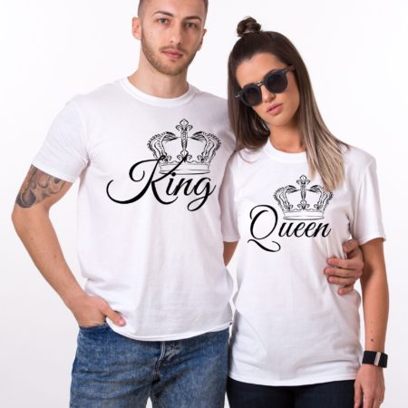 King, Queen, with big crowns, Matching Couples Shirts