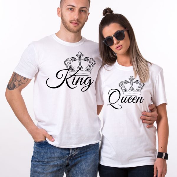 King, Queen, with big crowns, White/Black