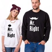Couples Sweatshirts, Mr. Right, Mrs. Always Right