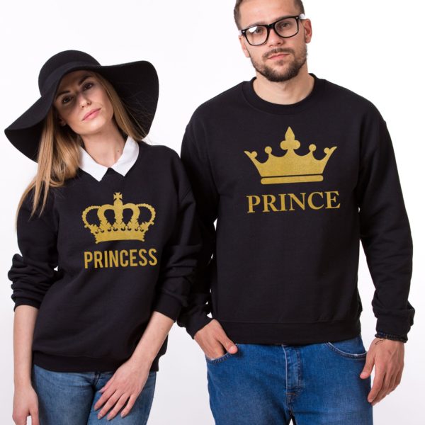 Prince, Princess, Big Crowns, Sweatshirt, Black/Gold