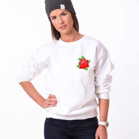 Rose Sweatshirt, Flower Sweatshirt, Pocket Rose, Unisex