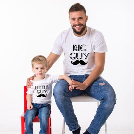 Big Guy Little Guy Shirts, Mustache, Matching Daddy and Me Shirts