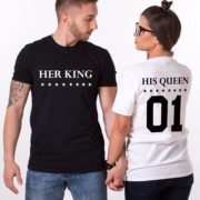 Her King His Queen, Double Sided, Matching Couples Shirts