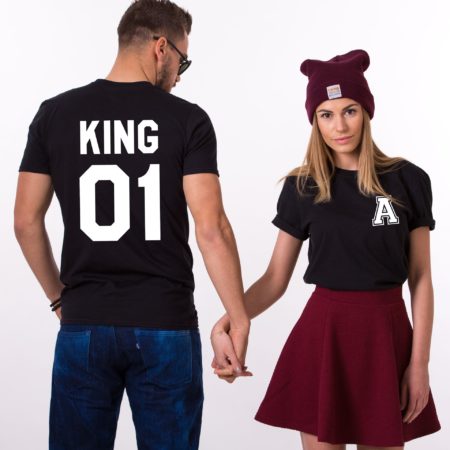 King and Queen Shirts, Pocket Initial, Matching Couples Shirts