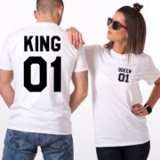 King 01 Queen 01, Pocket Number, Matching Couples Shirts