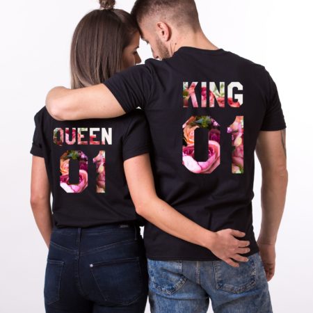 King Queen 01 Floral, Matching Couples Shirts, UNISEX