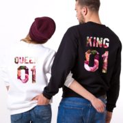 King, Queen, Floral 01, White, Black