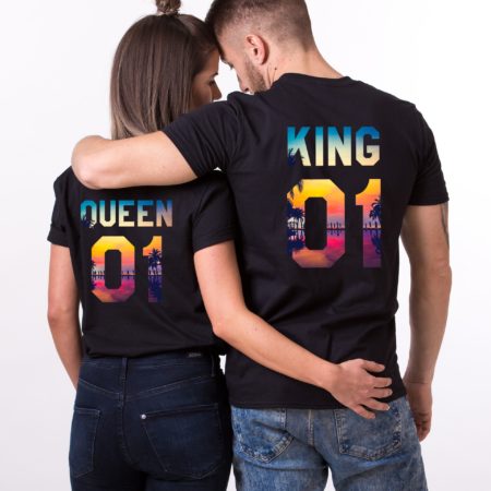 King Queen Tropical, Matching Couples Shirts, UNISEX