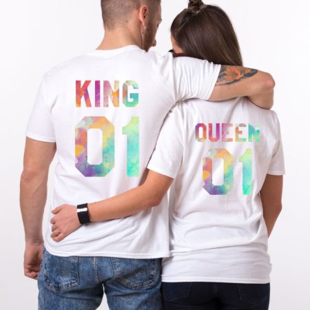 King Queen Watercolor, Matching Couples Shirts, UNISEX