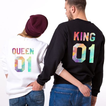 Watercolor King and Queen, Matching Couples Sweatshirts