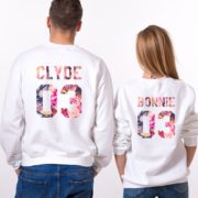 Bonnie 03, Clyde 03, Floral Sweatshirts, White