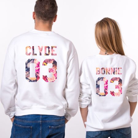 Bonnie Clyde Fleur Sweatshirts, Matching Couples Sweatshirts