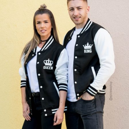 King 01 Queen 01 Varsity Jackets, Matching Couples, UNISEX