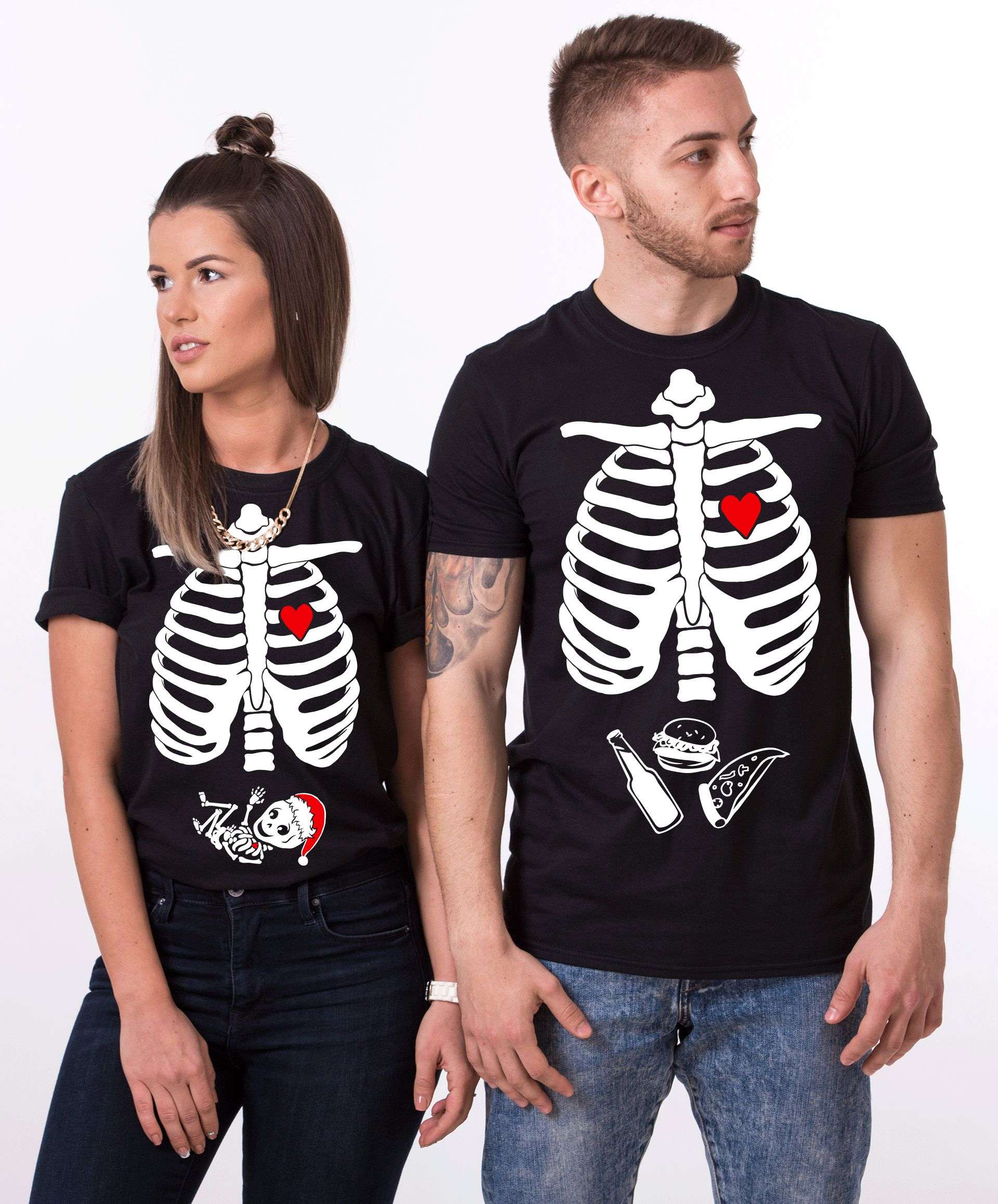 Christmas Skeleton Shirts, Maternity Shirt, Matching Couples Shirts